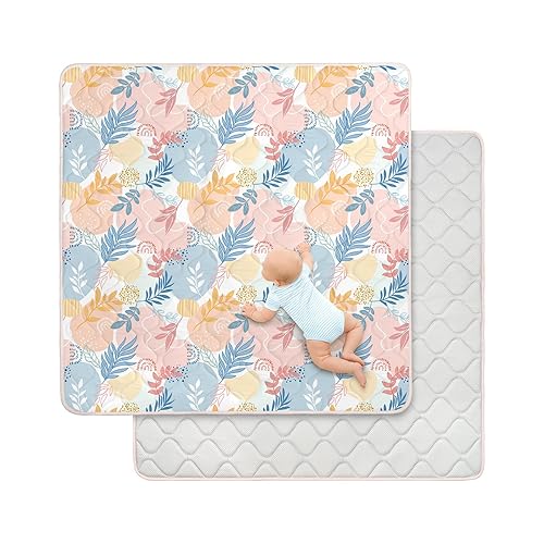 Tapete de juego para bebé, tapete Toodler de 50 x 50 pulgadas, espuma extra gruesa antideslizante, lavable, cojín para gatear para jugar con el