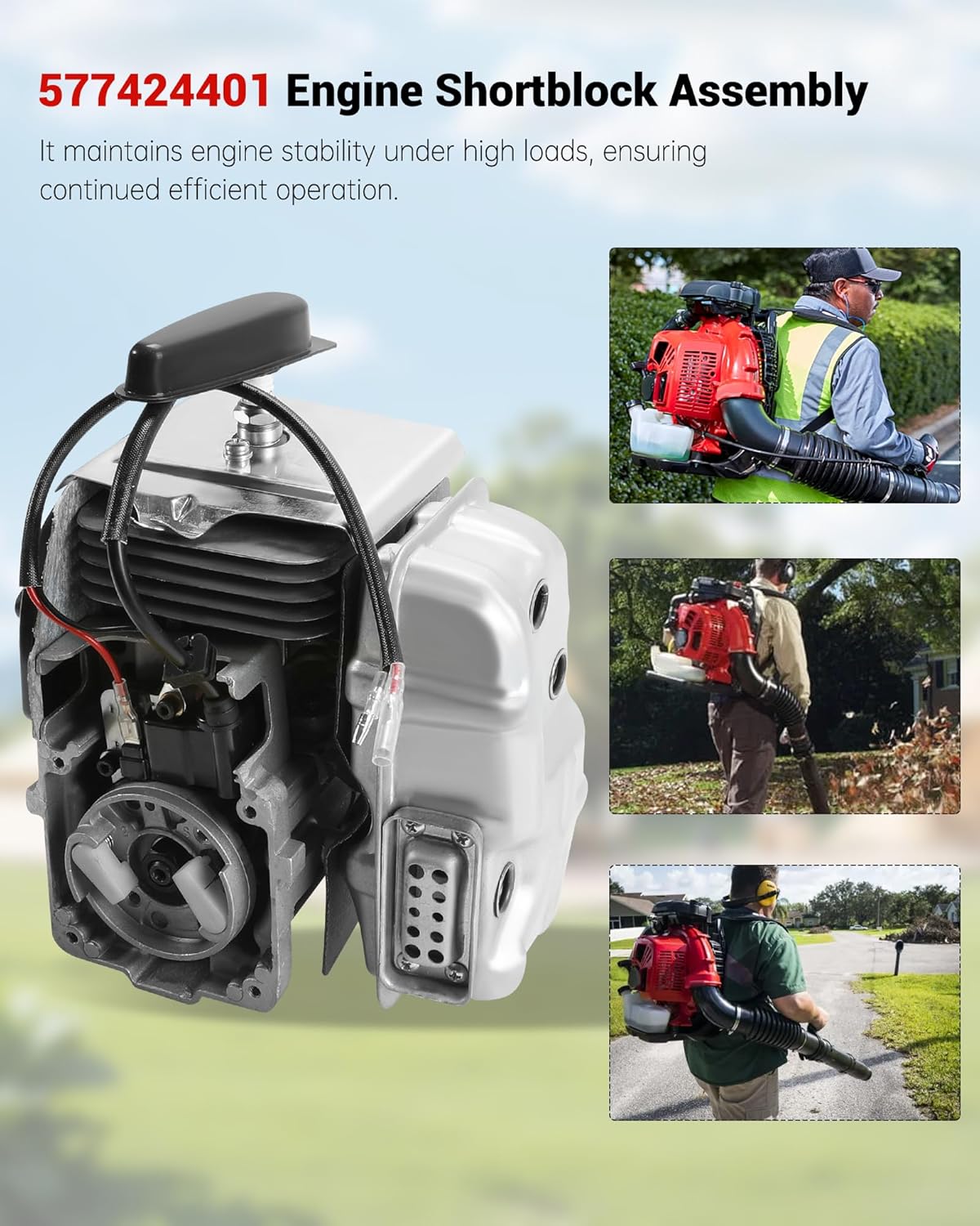 Upgraded 577424401 Engine Shortblock Assembly Fit for Redmax EBZ8500 EBZ8500RH Backpack Blower