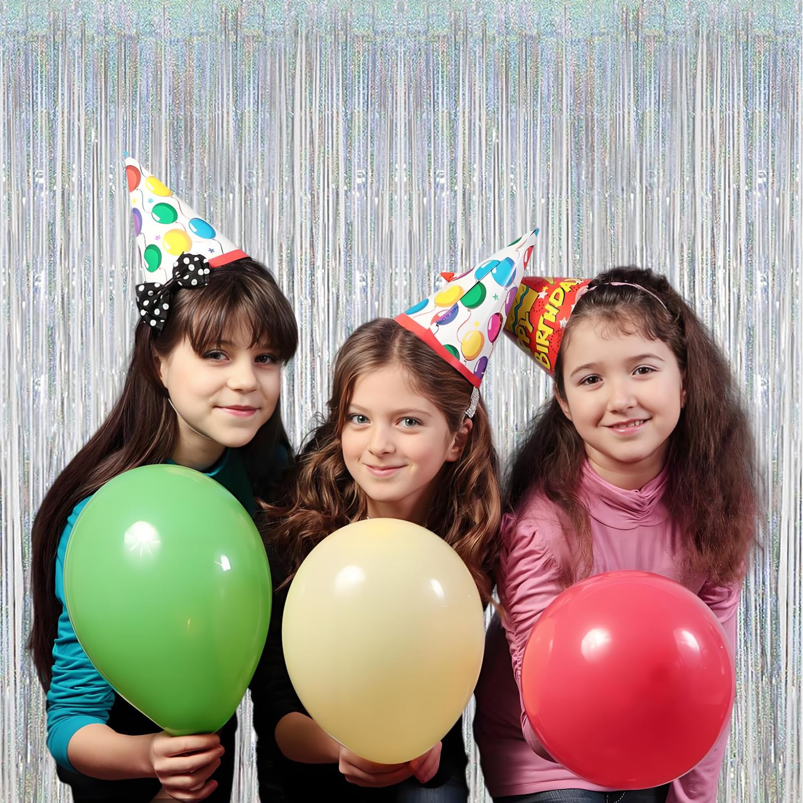 OFFCUP Tende Metalliche, 3pz Tende Metalliche Feste, 1x2m Tinsel, Adatto per Compleanni, Matrimoni, Baby Shower, Feste, Lauree, Decorazioni Natalizie