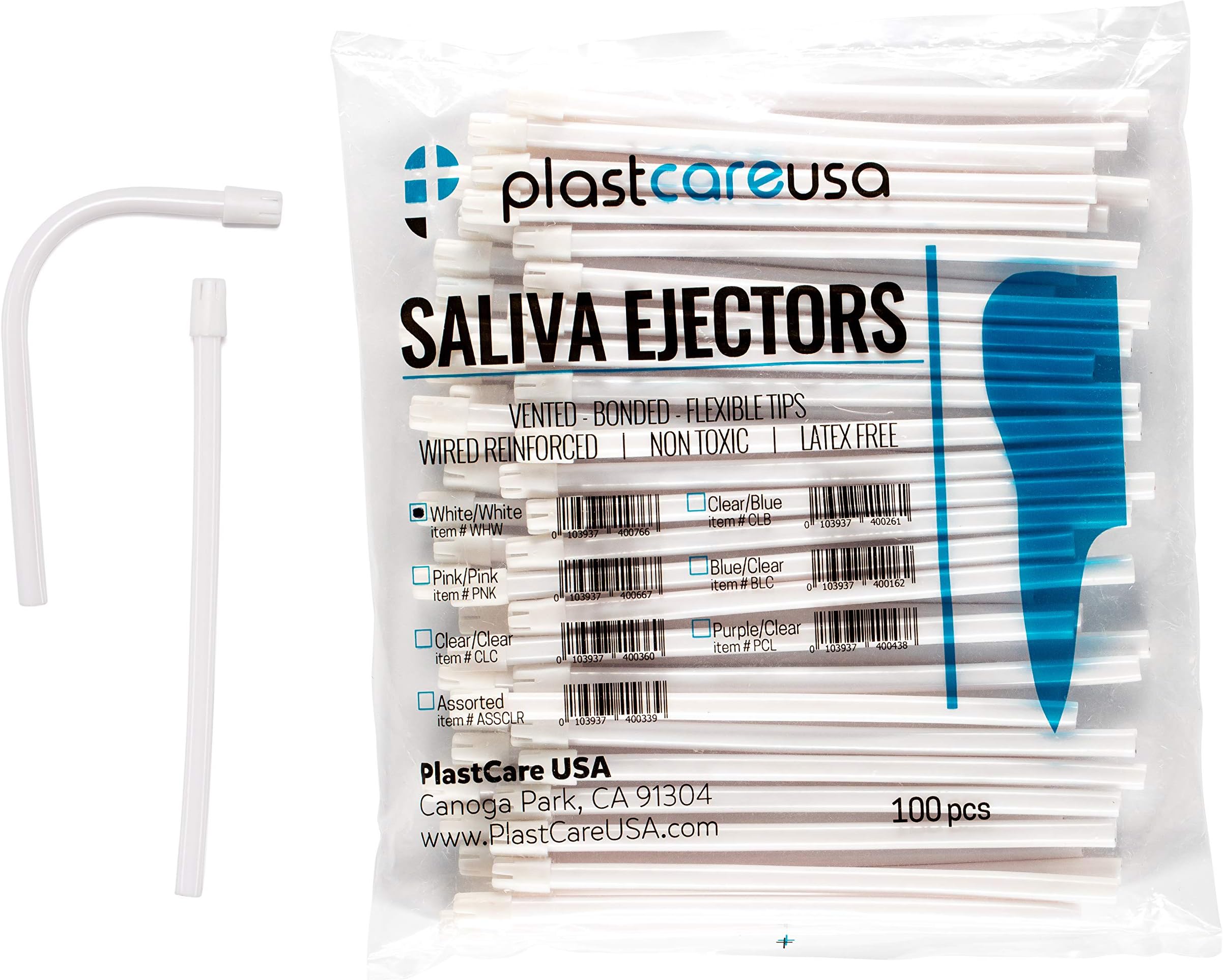 1000 Dental Disposable Saliva Ejectors, White Body White Tip, Evacuation Suction Tips (Case of 1000)