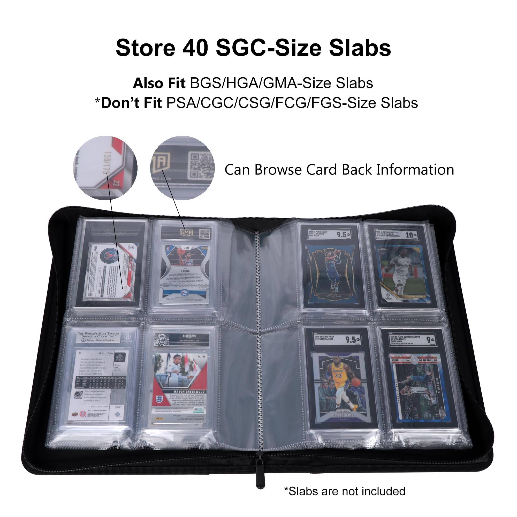 graded card binder pages Amazon.com: Graded Card Slab Binder Pages for Storage & Display, Compatible with 40 PSA, BGS, BCCG, CGC Graded Sports Cards, Also Fit One-Touch Magnetic Card Holders, 10 Pages (Card & Case Not
