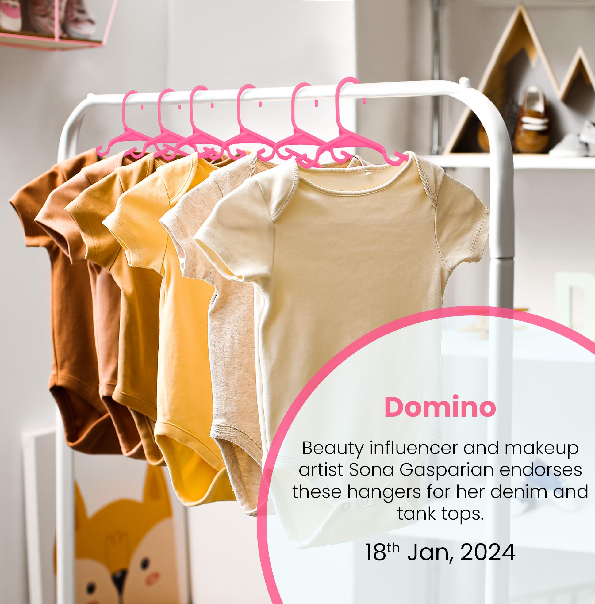 Utopia Home Appendiabiti per Bambini e Neonati, Pack di 40 – Grucce Sottili, Durevoli e Salvaspazio per Armadio e Cameretta, Perfette per Cappotti, Giacche e Vestiti, Rosa
