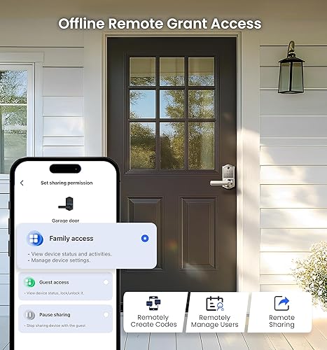 Miniatura 2 de Veise VE019 - Cerradura de palanca inteligente de huellas dactilares, control de aplicación, cerradura de puerta con teclado con asa, entrada sin