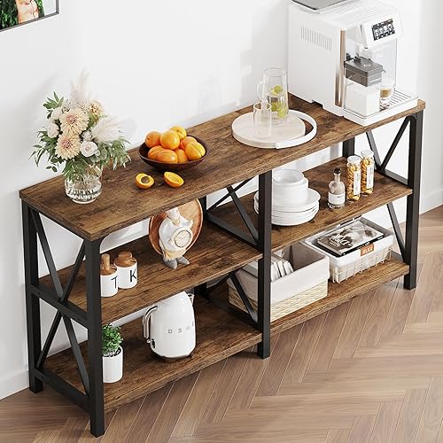 Miniatura 39 de LVB Mesa de sofá rústica, mesa consola de granja para sala de estar, mesa de entrada de pasillo con almacenamiento, mesa de entrada para vestíbulo,