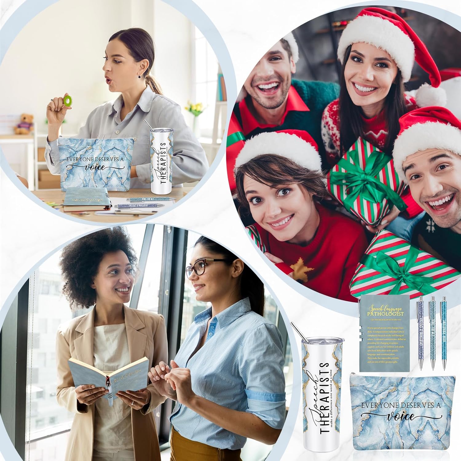 6 Pcs Speech Language Pathologist Gifts Set Speech Therapist Gift Slp Must Haves Notebook Tumbler Makeup Bag Ballpoint Pen Essentials for Women Graduation Retirement Birthday Therapy Gifts(Blue) - Image 6