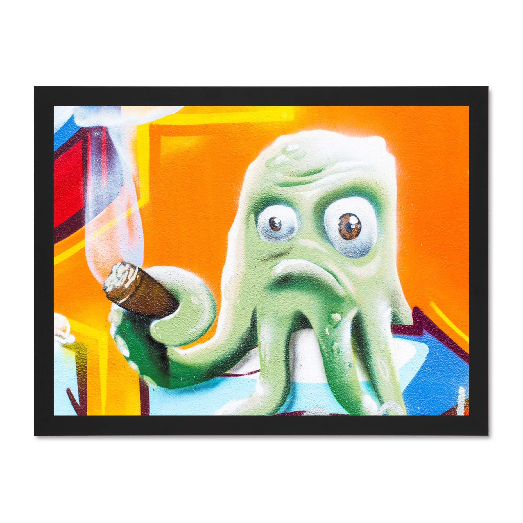 Graffiti Octopus Smoking Cigar Large Framed Art Print Poster Wall Decor 18x24 inch