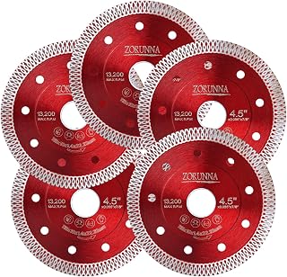 5 Pack 4-1/2" Diamond Tile Saw Blades for Angle Grinder - Ultra-Thin Precision Cutting for Porcelain Ceramic Granite Marble