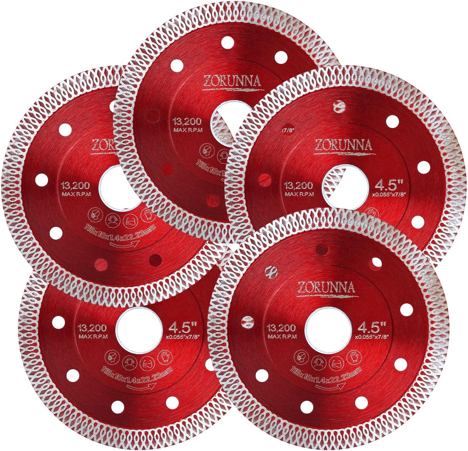 5Pcs Diamond Saw Blades, 4-1/2" Tile Grinder Cutting Blade for Angle Grinder Tile, Super Thin Indestructible Disc for Grinder for Cutting Porcelain Ceramic Granite Marble.