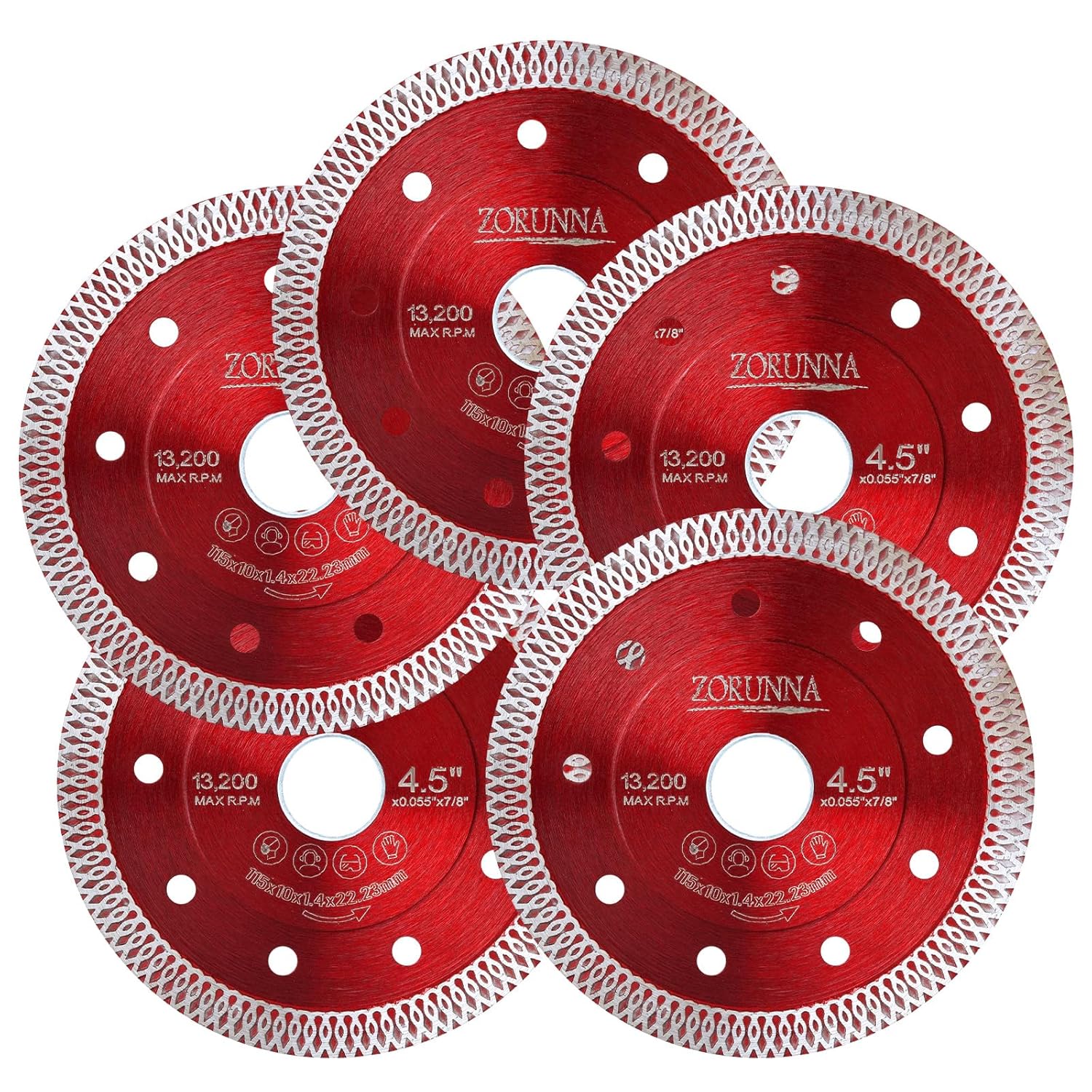 5 Pack 4-1/2" Diamond Tile Saw Blades for Angle Grinder - Ultra-Thin Precision Cutting for Porcelain Ceramic Granite Marble