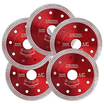 5Pcs Diamond Saw Blades, 4-1/2" Tile Grinder Cutting Blade for