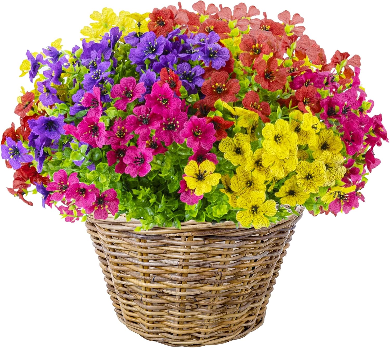 18 Bundles Artificial Mums Flowers for Outdoors, Faux Autumn Silk Daisy Plastic Plants, Fake Fall Yellow Plants UV Resistant for Porch Window Box Hanging Flower Pots Vases Farmhouse Decoration, Orange