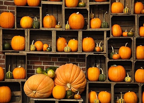Miniatura 9 de EOBTAIN Telón de fondo de otoño con puerta de granero para sesión de fotos, calabaza y flor de otoño con hojas de arce, telón de fondo de plantas de