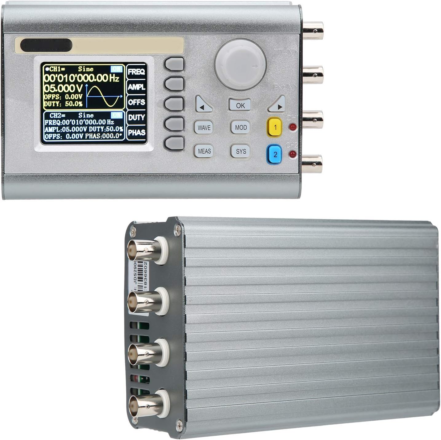 Eujgoov Dual Channel Arbitrary Waveform Generator, Programmable DDS with AC 100-240V US Plug, JDS2900-60M