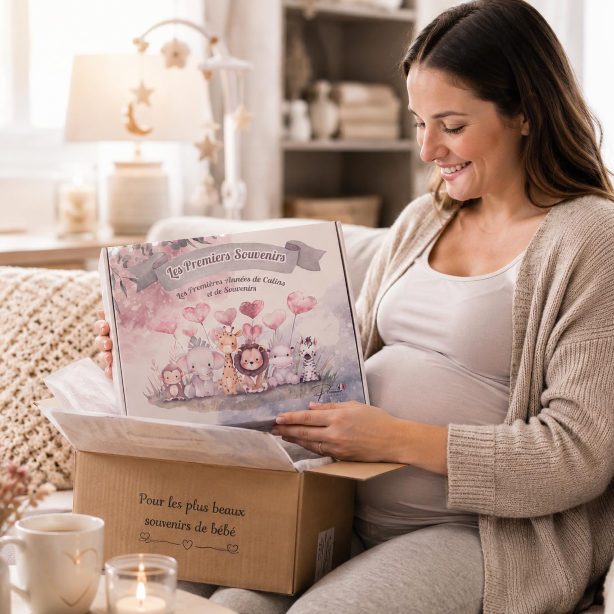 Cadeau de Naissance Bébé – Livre de Naissance Premium avec Album Tissu Sensoriel & Kit Empreintes | Coffret Souvenirs Bébé Fille et Garçon (0-5 ans)