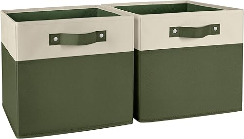 RiverRidge Niños 2pc 10.5in Dos Tonos Plegable Bin Bin Set - Oliva
