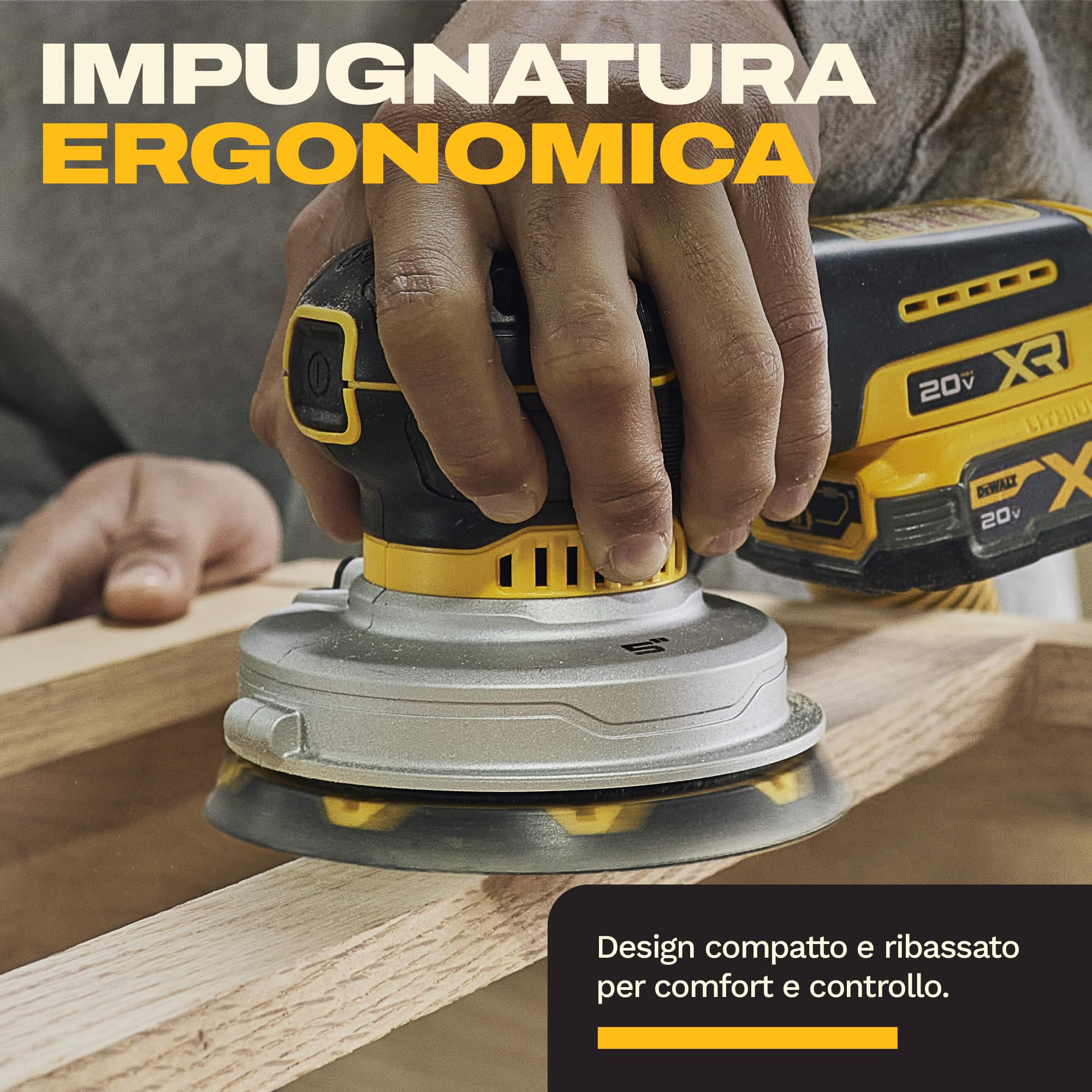 DEWALT Levigatrice roto-orbitale 18V XR BL 125mm con borsa morbida e 1 confezione di dischi abrasivi, DCW211KN-XJ