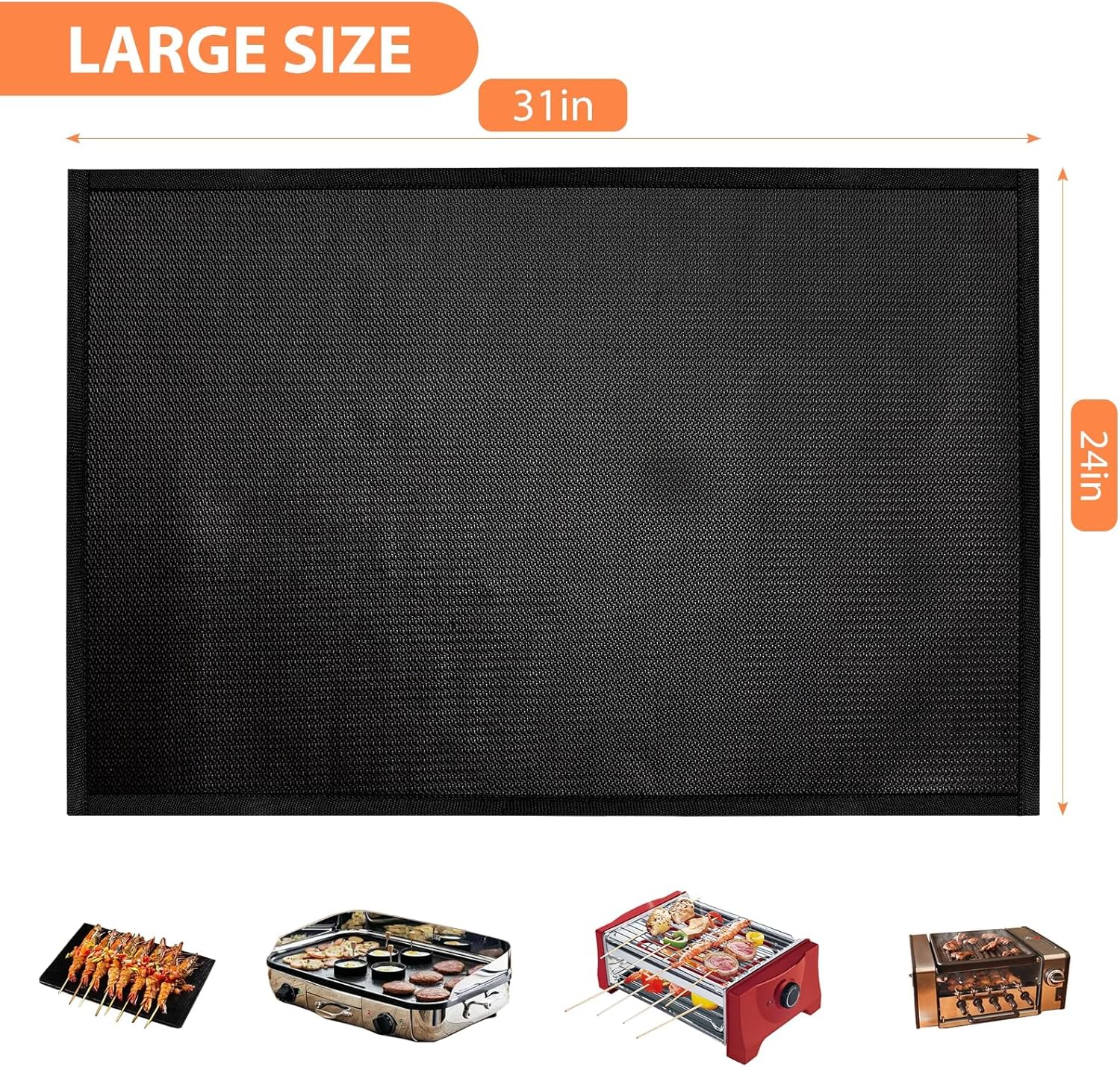 Under Grill Mats for Outdoor Tabletop Grill - 24 X 31 inch Fireproof-Grill Mats Easy to Clean Reusable Grill Mat, Heat Resistant Grill Table Mat, Fireproof, Waterproof, Oil Proof BBQ Mat - Image 6