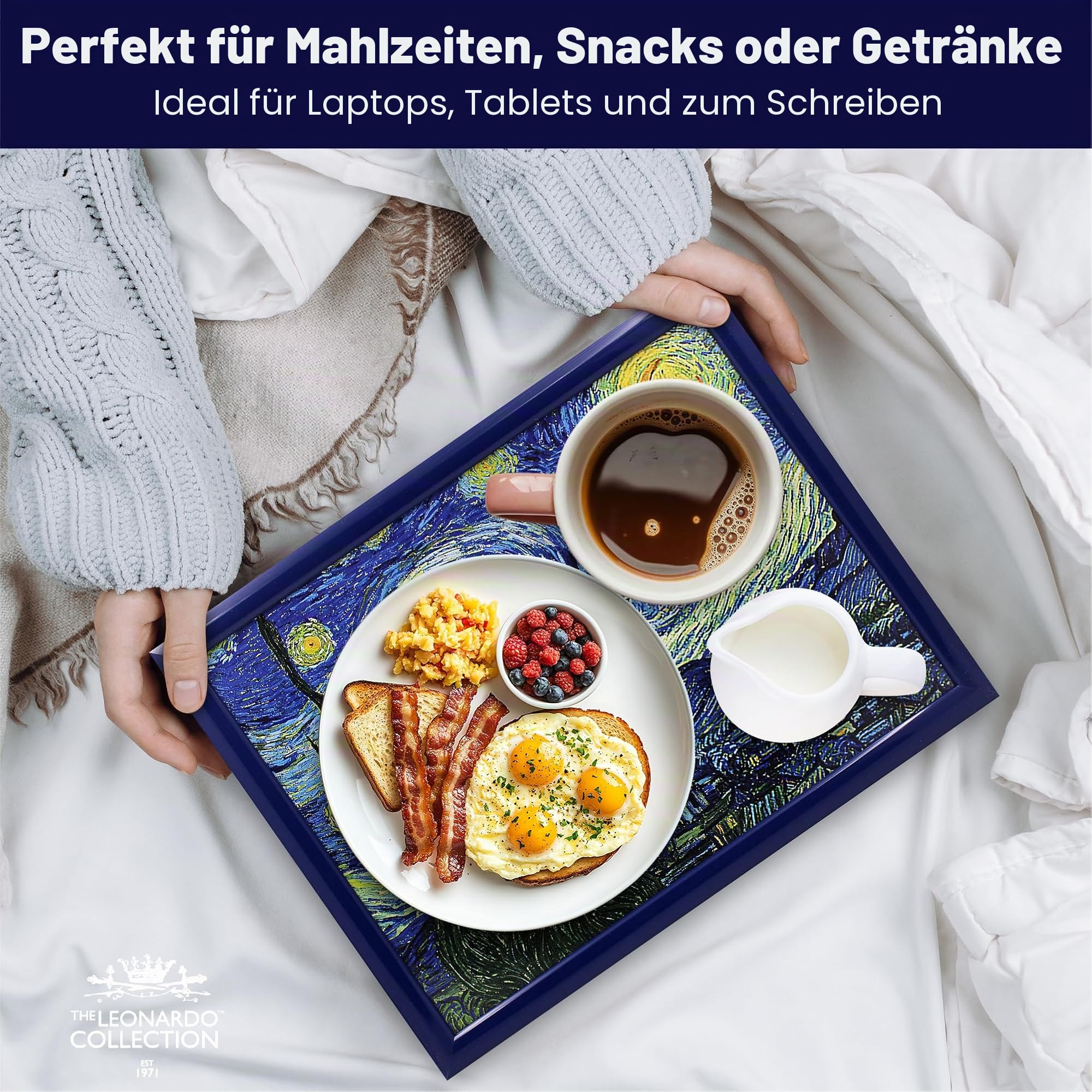 Lesser & Pavey Knietablett mit gepolstertem Kissen, für Getränke, Lebensmittel, Frühstück, Laptop, gepolstertes Knietablett für Zuhause und Büro, Vincent Van Gogh