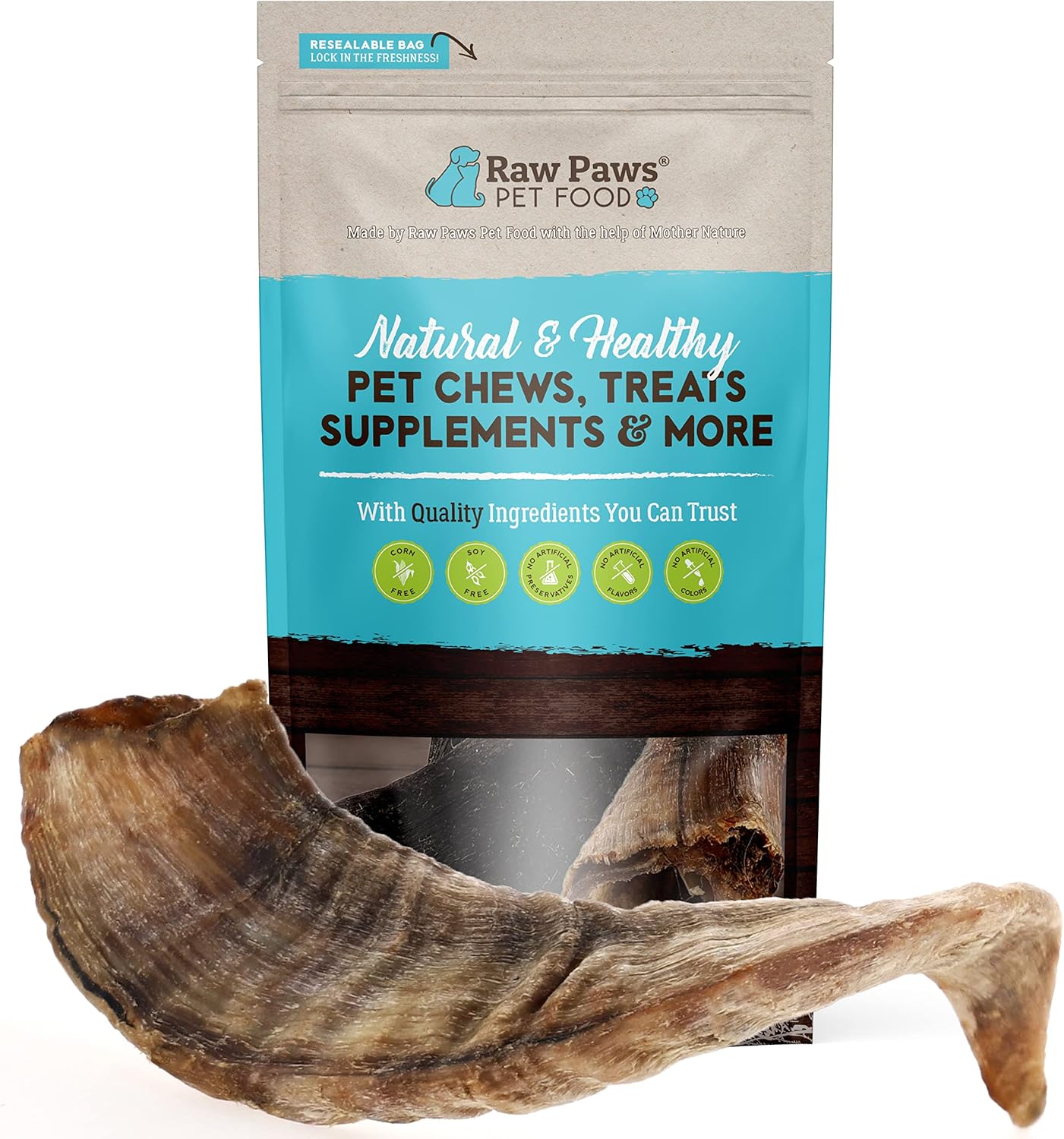 Raw Paws Natural Lamb Horns for Dogs Large, 2Count