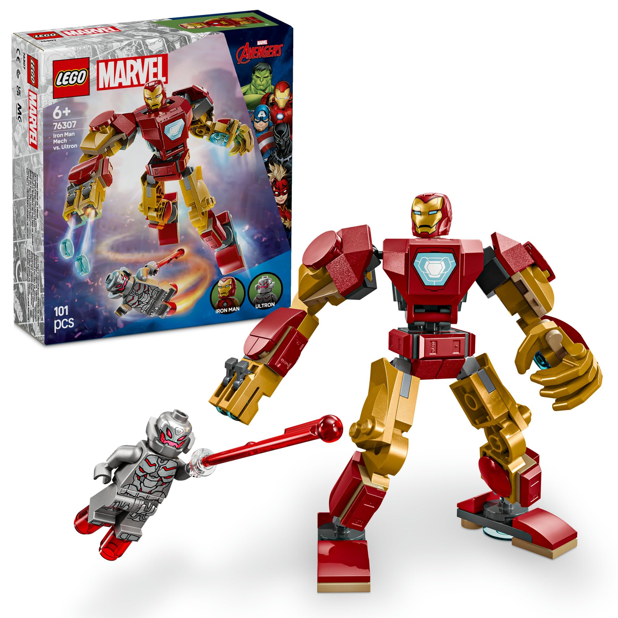 LEGO 76307 Marvel Iron Man Mecha vs. Ultron Toy Toy, Birthday, Present, Blocks, Educational Boy, Girls, Children, 6 Years, 7 Years, 8 Years, 9 Years Old, Marvel Toy Figure,