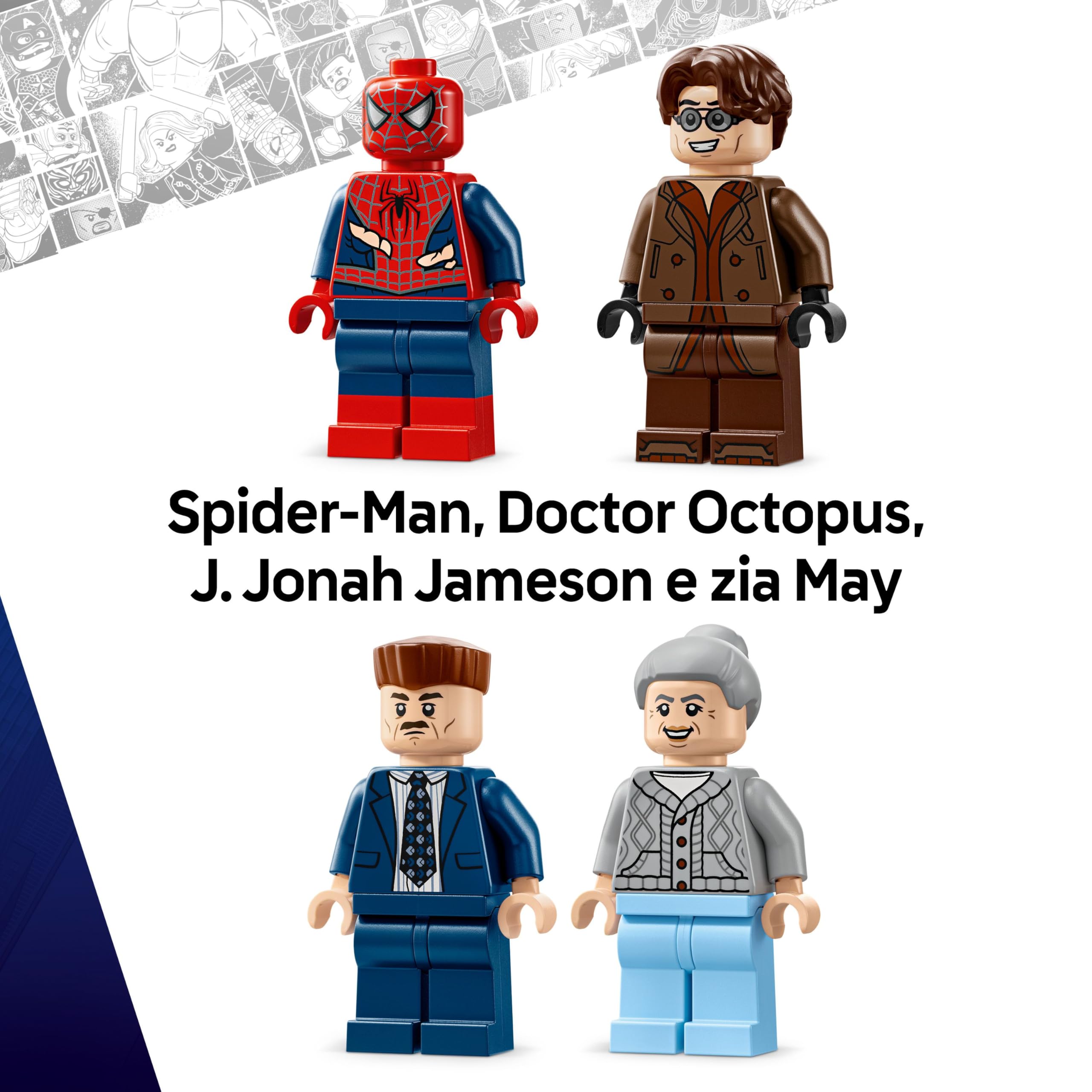 LEGO ǀ Marvel Spider-Man Contro Doc Ock: Duello sul Treno - Giocattolo da Esposizione con 4 Minifigure - Regalo da Collezione Da Supereroi per Bambini da 9 Anni in su Fan del Film - 76321