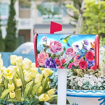 Welcome Spring/Summer Floral and Bird Magnetic Mailbox Covers - Large Post Letter Box Covers - Garden Yard Home Decor for Outside - 21 x18