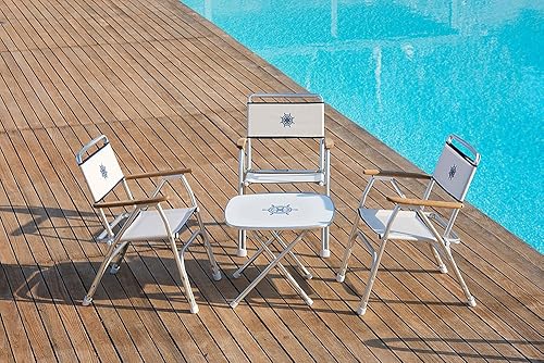 Miniatura 4 de FORMA MARINE Mesa de barco plegable de 24 x 24 x 19.4 pulgadas de altura, muebles de cubierta de yate de aluminio marino M350