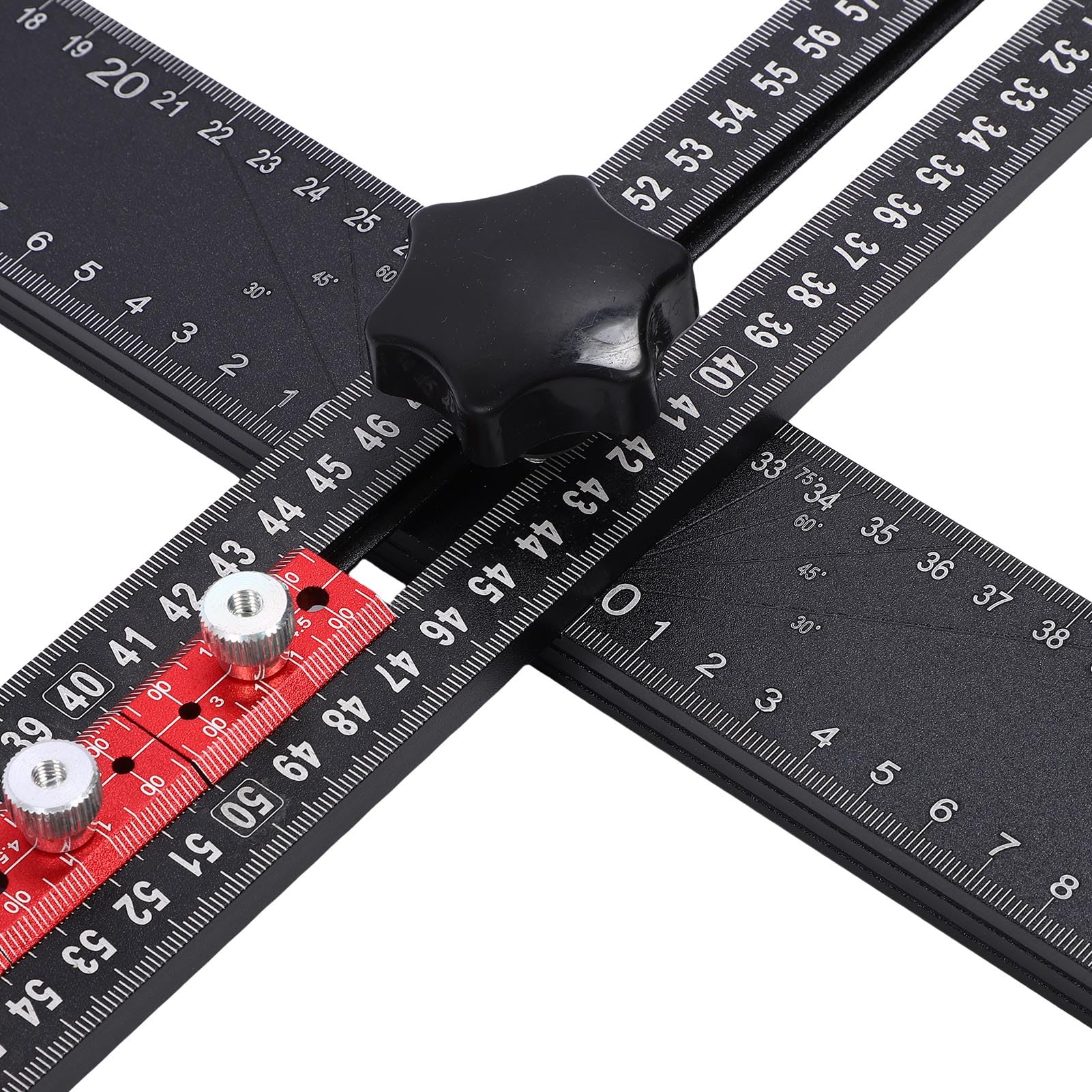 FTVOGUE Regla de Posicionamiento de Perforación, Cuadrado en T Ajustable de Aleación de Aluminio de 90 Cm con 2 Niveles de Burbuja y 6 Controles Deslizantes, Regla de Medición de Marcado de Múltiples