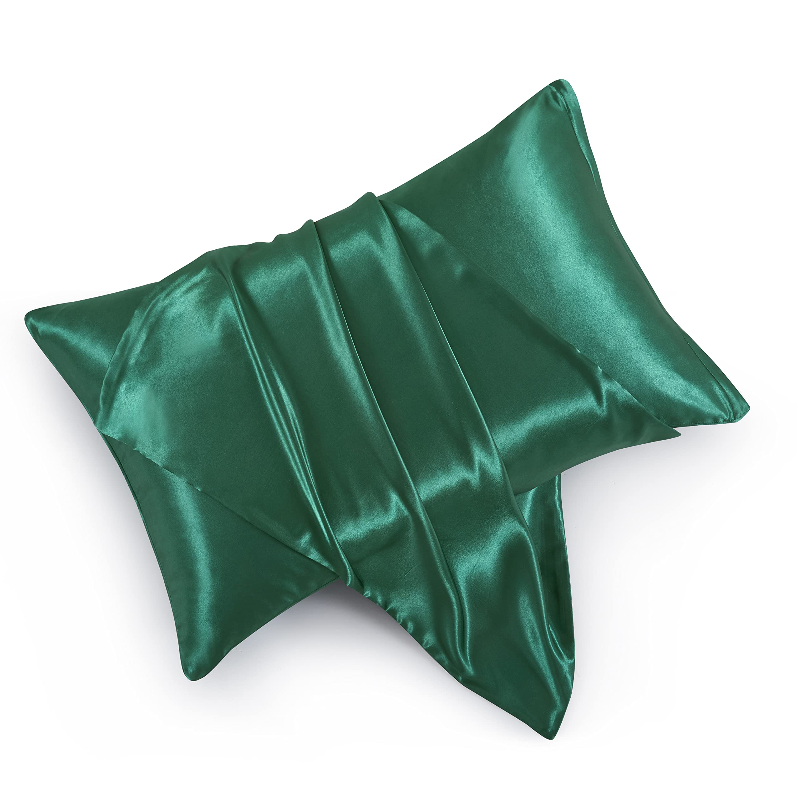 HommxJF Satin Pillowcases with Zipper （20x36）,King Size Pillowcases Set of 2,Blackish Green Silk Pillowcase for Hair and Skin