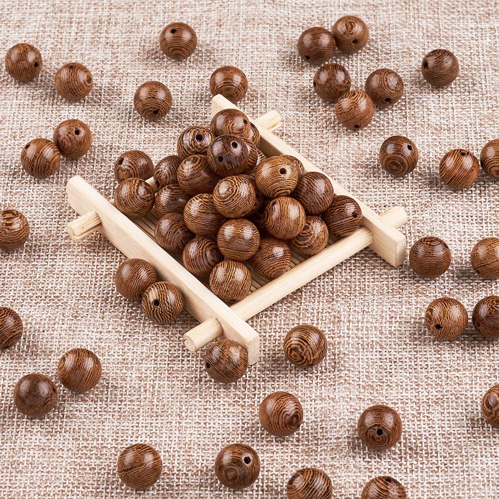 Lot De 100 Perles En Bois Rondes Camel Chocolat Rayé 8mm - Création Bijoux, DIY, Neuf