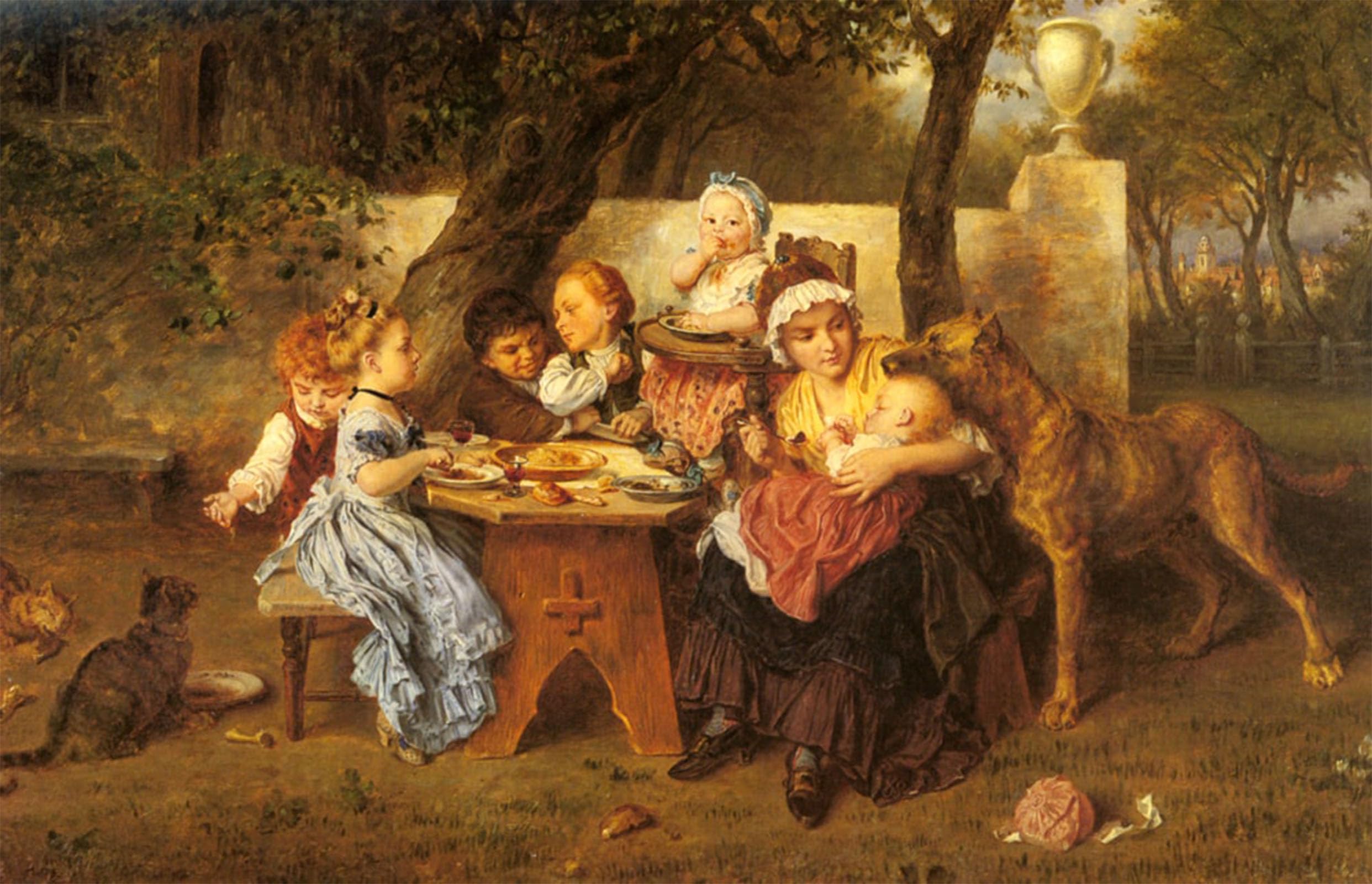 ARTXLXXBN Famous Art Print Poster Vintage Wall Art the Birthday Party by Ludwig Knaus Canvas Art Poster for Home Decor 60x90cm