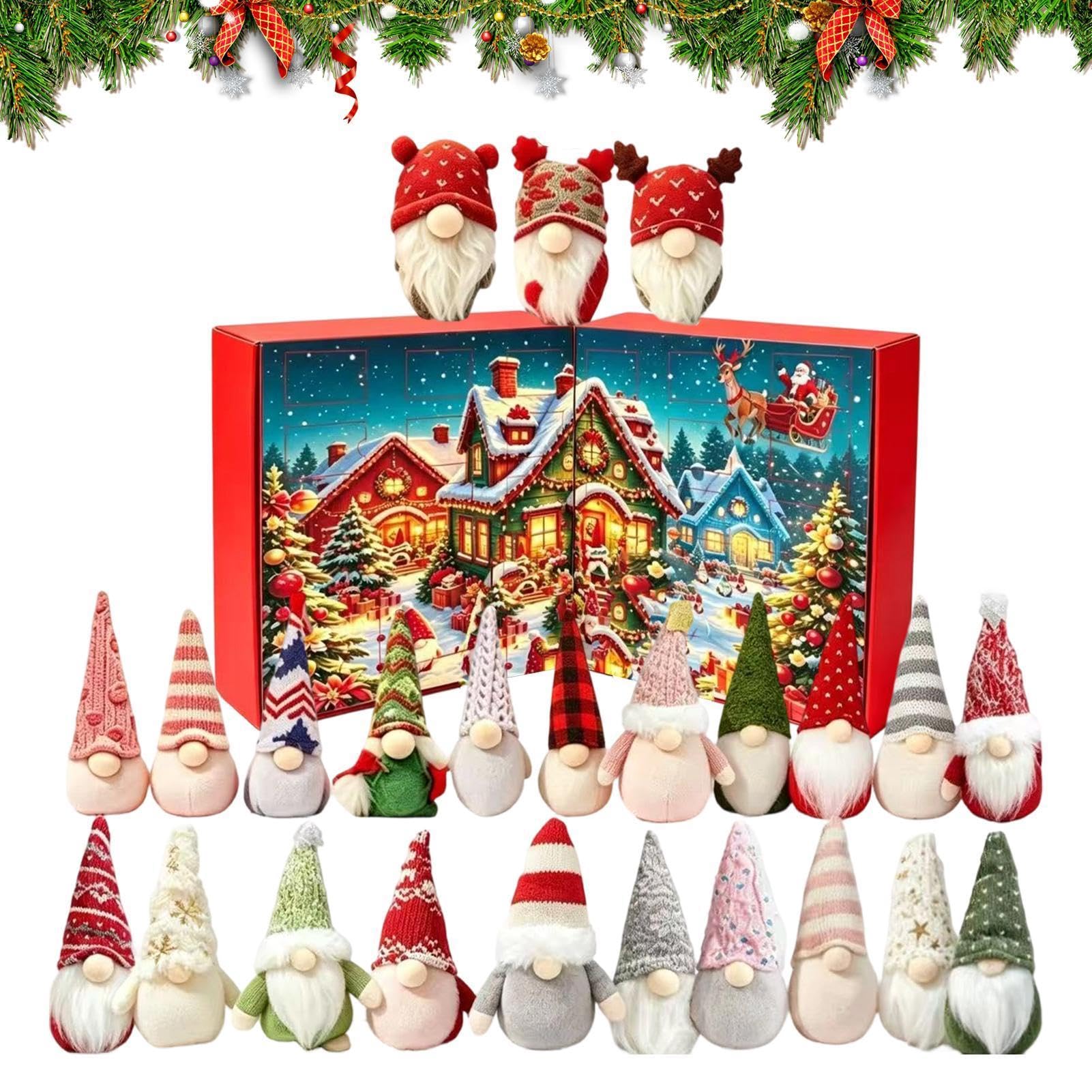 Calendario de Adviento de Navidad, 24 días, duendes de peluche
