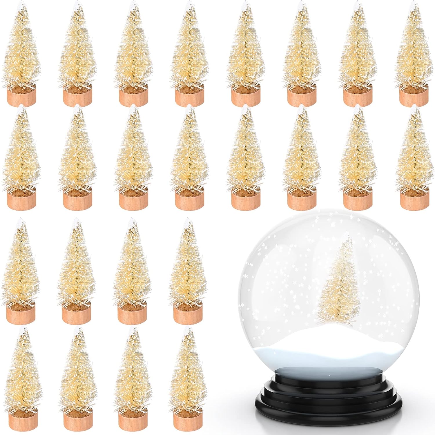 Sumind 24 Pcs Mini Christmas Bottle Brush Trees Craft Miniature Tiny Sisal Trees with Wooden Base Christmas Winter Snow Tabletop for Crafts Display Decor(Multi-Color)