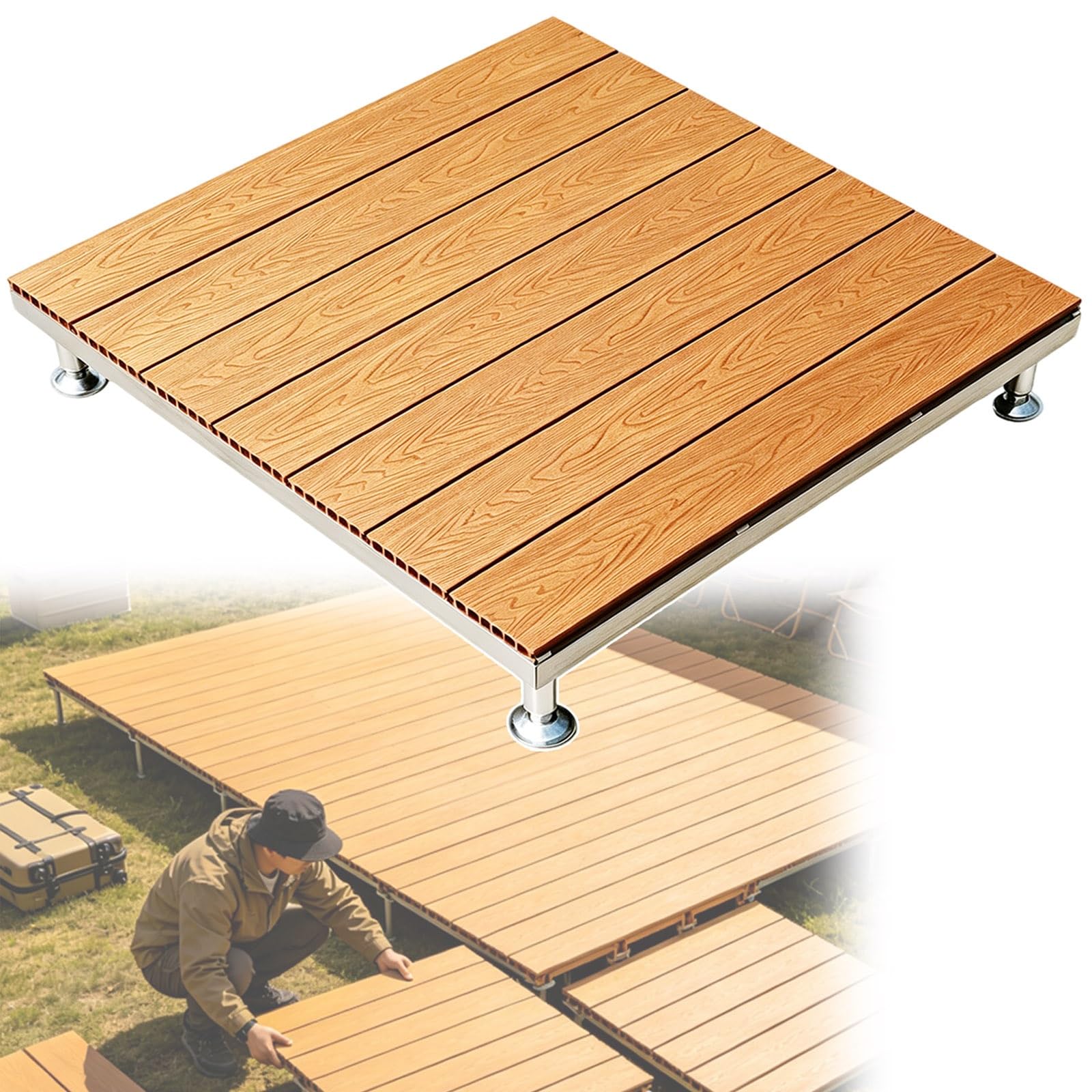 84x84cm Piattaforma Da Patio In Legno Composito Regolabile In Altezza