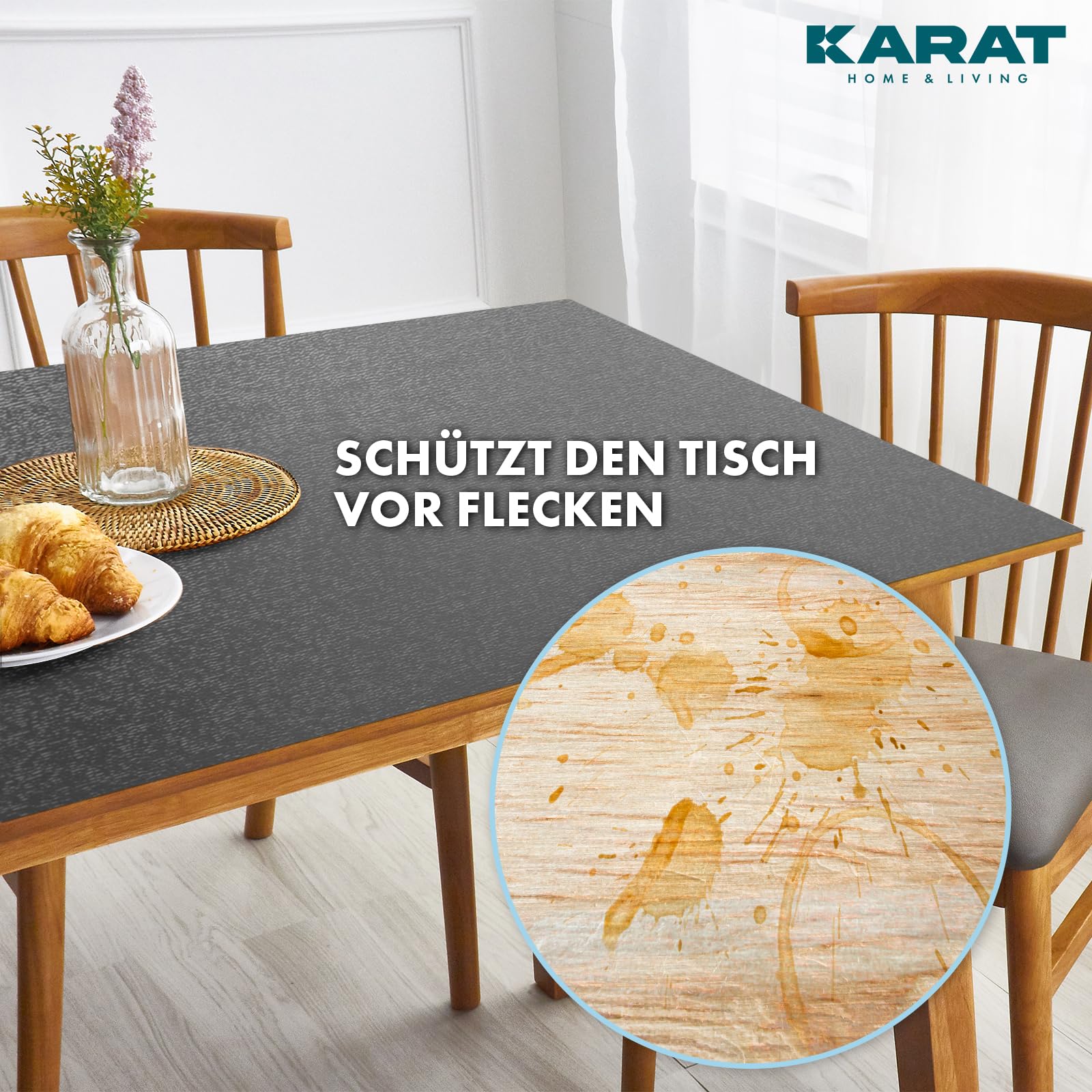 KARAT Farbige Tischfolie mit abgeschrägter Kante - Tischdecke nach Maß, Farbe & Größe wählbar