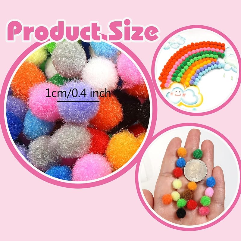 TOAOB 300db 10mm Pom Pom Craft Szett Vegyes Színes Puha Dekorációs Golyók DIY Kézimunkához