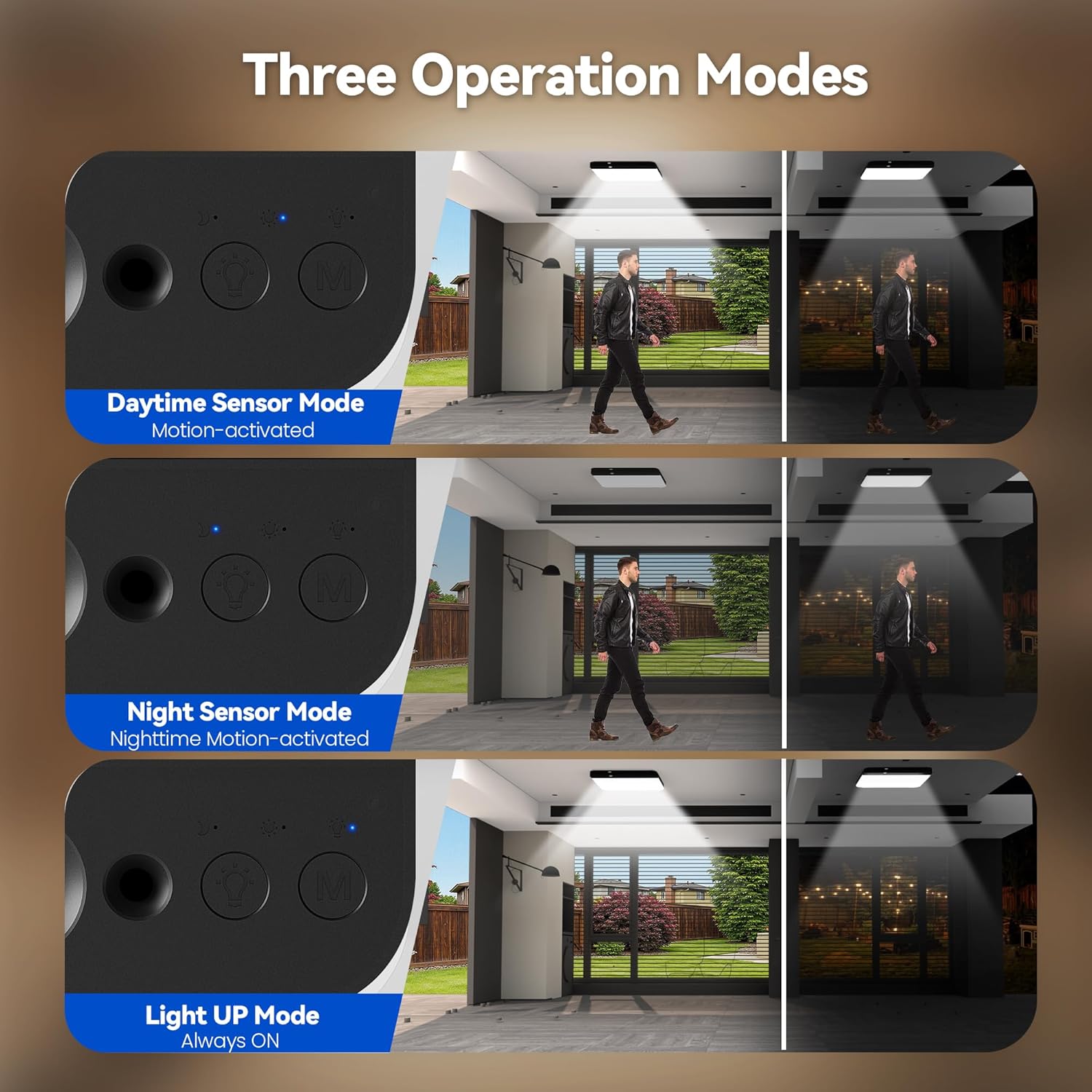 KINDEEP Rechargeable Motion Sensor Ceiling Light: Wireless Ceiling Light with Remote, 3 Color Temperatures Battery Operated Closet Light, Shower, Closet, Stairs, Hallway, Pantry, Black Shade, 1 Pack