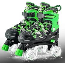 Kuxuan Skates Boys and Girls Camo Adjustable Roller Skates with Light up Wheels, Fun Illuminating Rollerskate for Kids Girls Youth