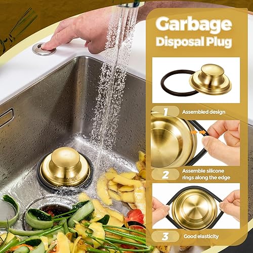 Vista 12 de Mudder 3 piezas de colador y tapón de drenaje para fregadero de cocina, tapón de eliminación de basura de acero inoxidable con asa, filtro universal
