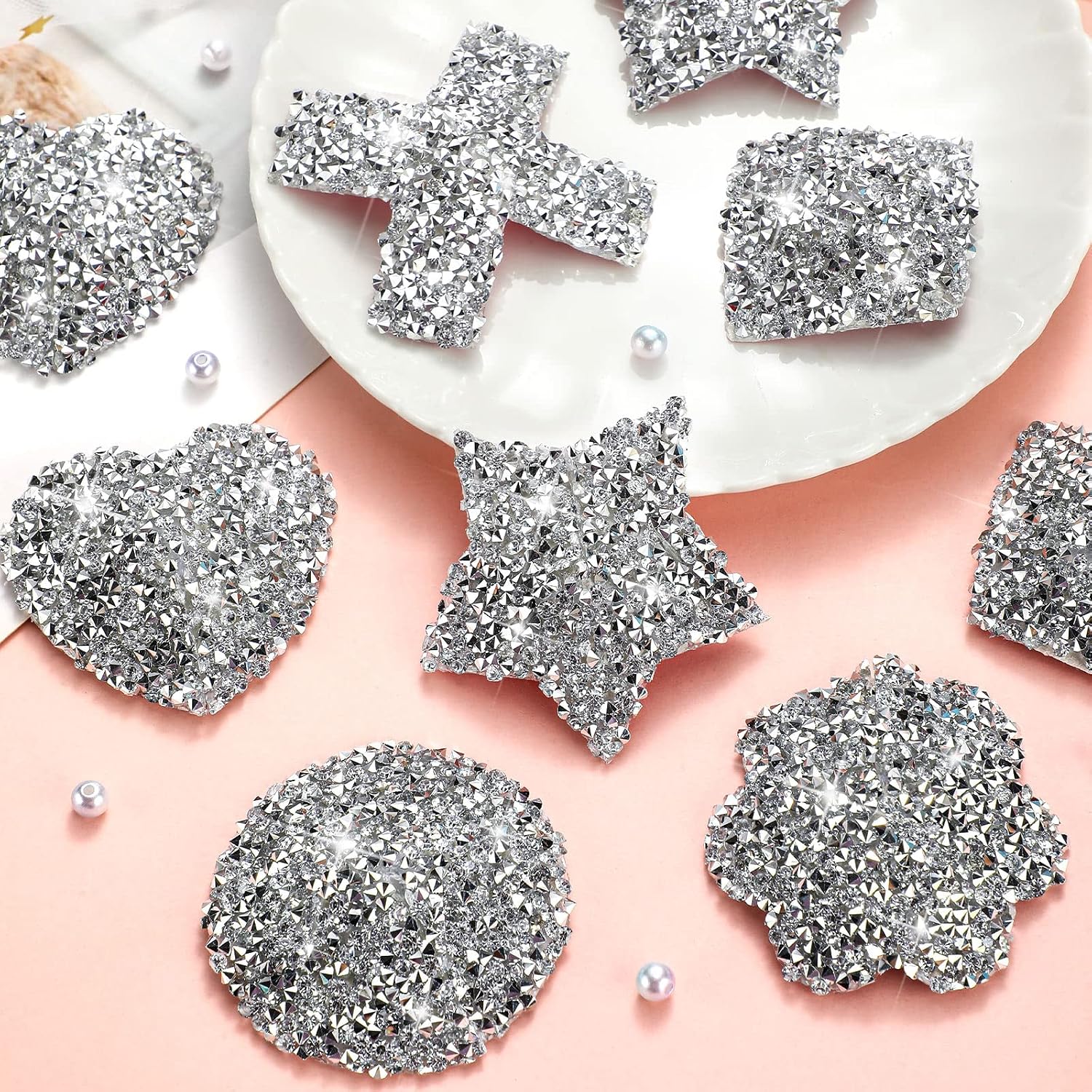 Bencailor 6 Pairs Rhinestone Pasties Sticky Bra Reusable Breast Covers Nipple Covers Waterproof Breast Stickers for Women