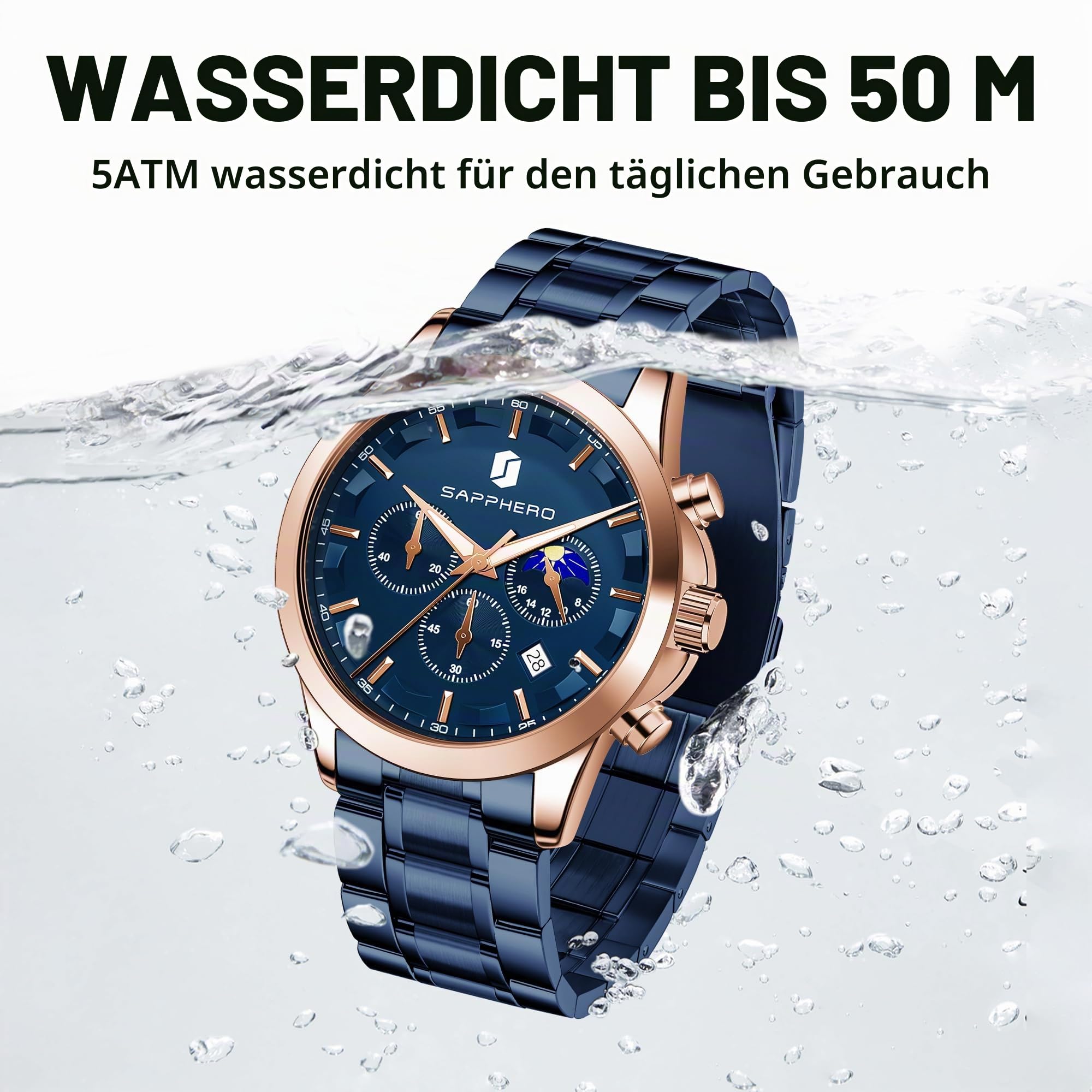 BENYAR BY Herrenuhr Uhren Herren Wasserdicht Herrenuhren Chronograph m?nner Armbanduhr für Herren Eleganz Lederarmband/Edelstahl Quarz Geburtstags/Weihnachts Gold/Silber/Blau/Schwarz