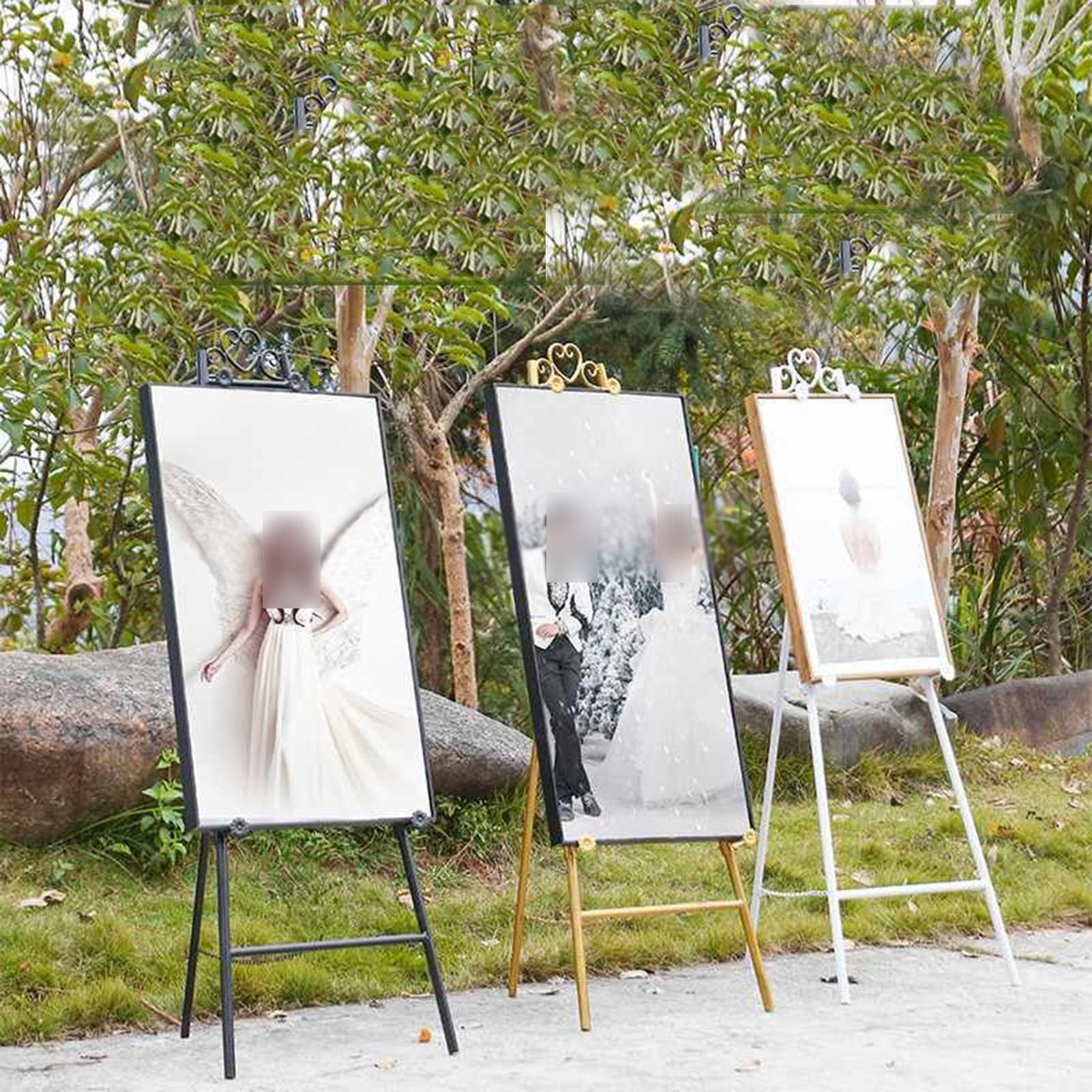 Große professionelle Staffelei, verstellbarer Präsentationsständer mit herzförmiger Oberseite, für Hochzeitsschilder, Kunstwerke, Bilder