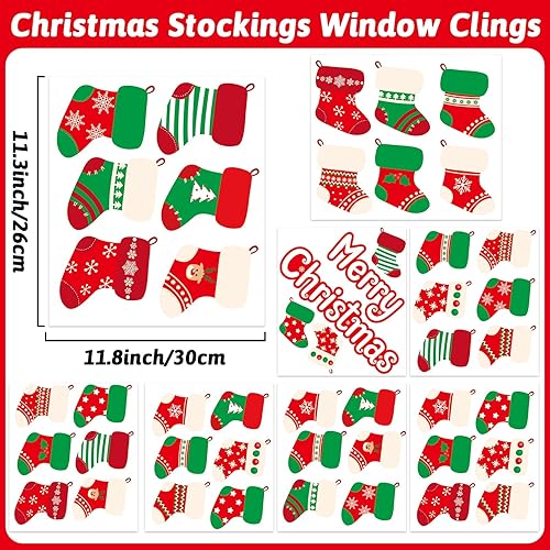 Miniatura 2 de Medias de Navidad para ventana, calcomanías de Feliz Navidad, medias de vacaciones, calcomanías de ventana extraíbles para decoración de ventana
