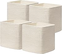 Vista 1 de joybest Juego de 4 cubos de almacenamiento de 13 x 13 x 13 pulgadas, canasta organizadora tejida de cuerda de algodón para estantes, cubos Beige
