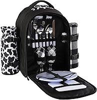 Vista 4 de apollo walker - Mochila para picnic para 2 personas con compartimento refrigerado, soporte desmontable para botella/vino, manta de forro polar
