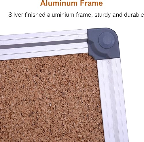 Miniatura 3 de Tablero de corcho, paquete de 2 tableros de anuncios de 48 x 36 pulgadas, marco de aluminio plateado
