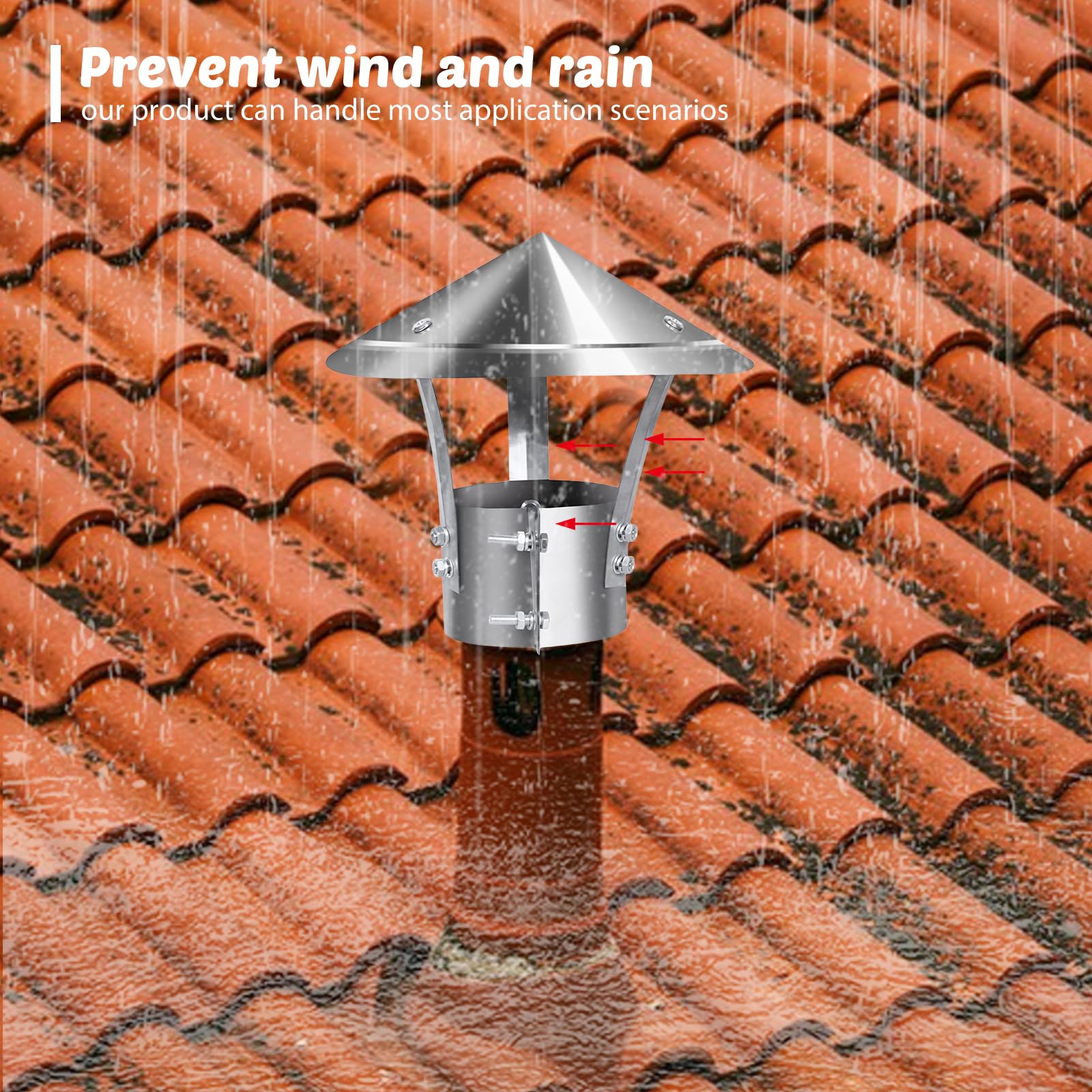 Cappa Per Camino In Acciaio Inossidabile,Comignolo Conico,Chimney Rain Cap,Comignolo Antipioggia Cappuccio,Cappa Per Tetto Per Camino Per Impermeabilizzazione E Antipioggia (200 mm)