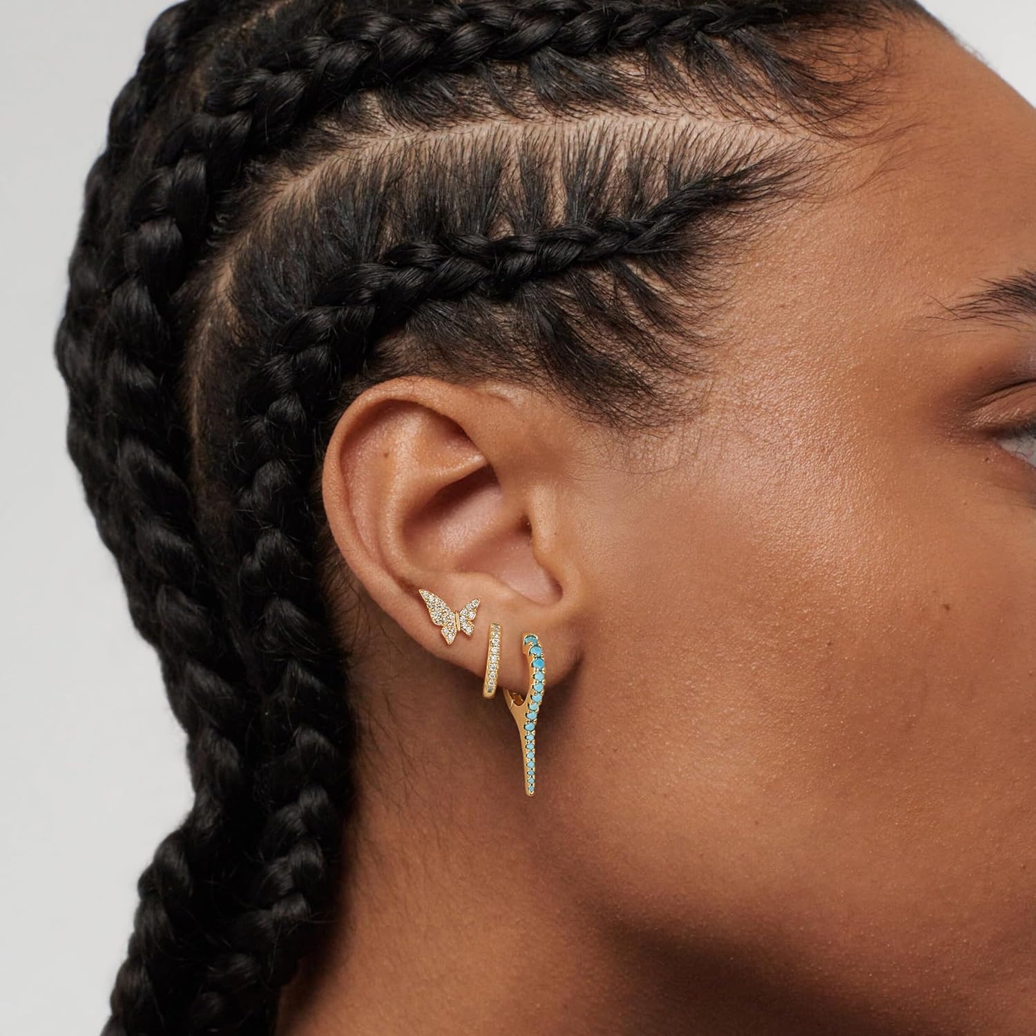 DREMMY STUDIOS Gold Dainty Huggie Hoop Earrings 18K Gold Plated Exquisite Open Tassel Dangle Charm Drop Sleeper Geometric Cross Coin Star Heart White CZ Simple Hypoallergenic Earrings for Women - Image 3