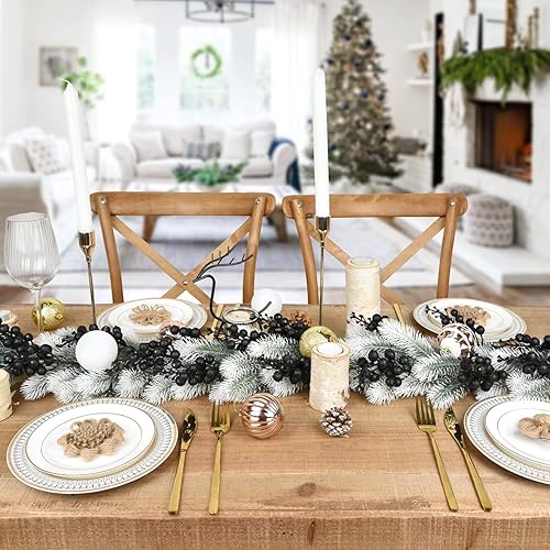 Miniatura 5 de Lvydec 16 tallos de bayas con purpurina de Navidad, púas artificiales de 7.8 pulgadas para adornos de árbol de Navidad, corona de Navidad,