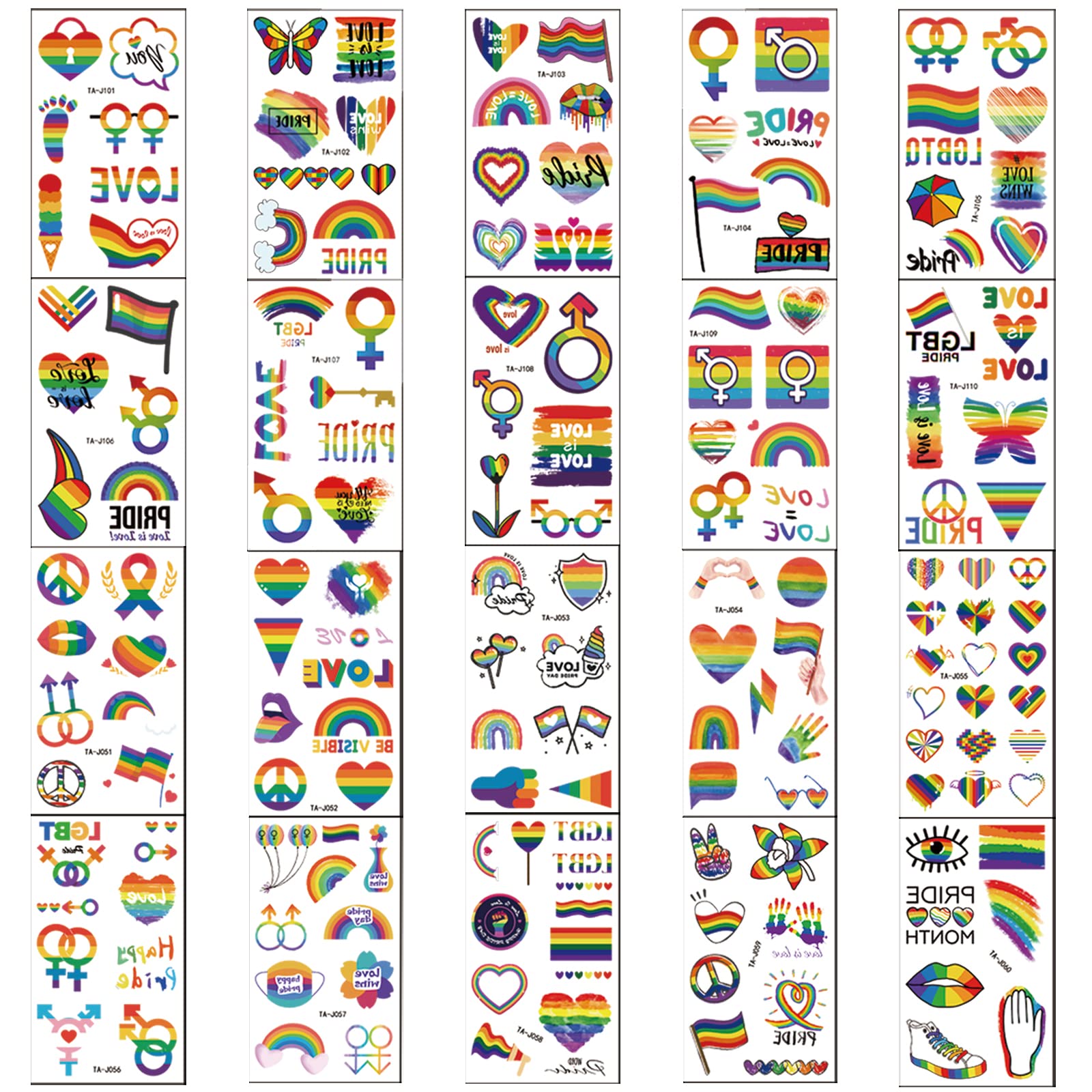 Riccioofy200+ Pcs Pride Tattoos,Gay Pride Tattoos,20 Sheets Pride Temporary Tattoos,Pride Outfits for Women,Waterproof Rainbow Flag Tattoo Stickers for Pride Equality Parades and Celebrations